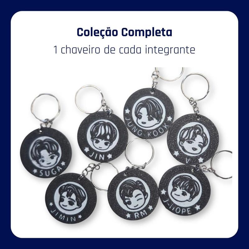 Kit Chaveiros BTS 7 Unidades Coleção Completa Kpop Jungkook Jimin